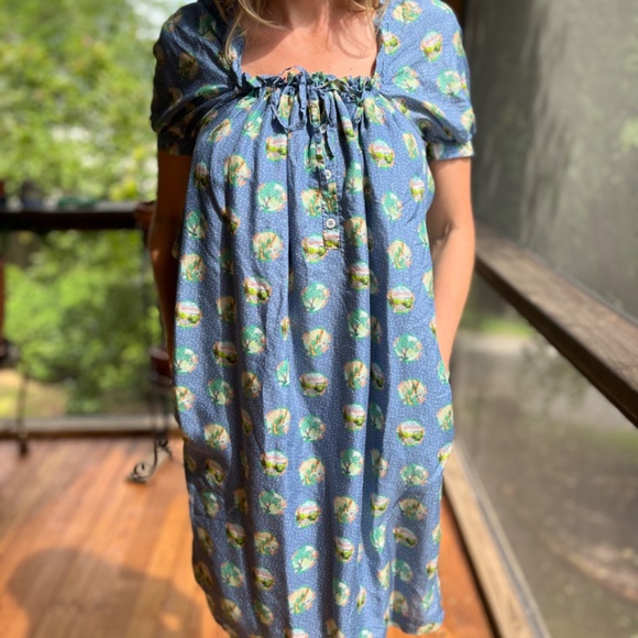 Paul & Joe Sister blue silk midi dress - Picture 3 of 4